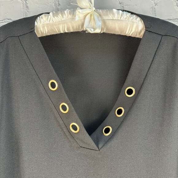 Cable‎ & Gauge Women's V-Neck Grommet Detail 3/4 Sleeve Top, Size Large, Black - Picture 5 of 10
